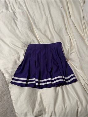 Purple Pleated Skater cheer Mini Skirt with White Stripes